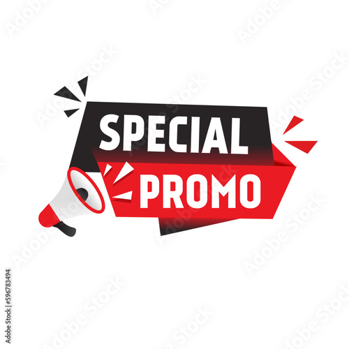 Special promo banner with megaphone icon design. Web elements. Vector template.