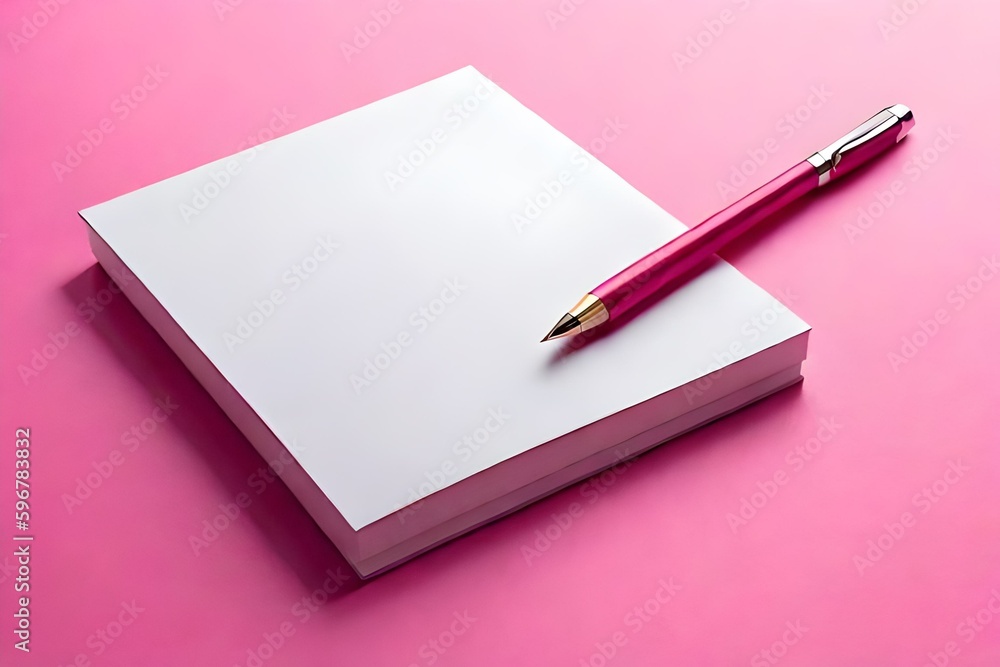 Mockup logo template white textured paper isolated on pink background Mockup logo template white textured paper isolated on pink background