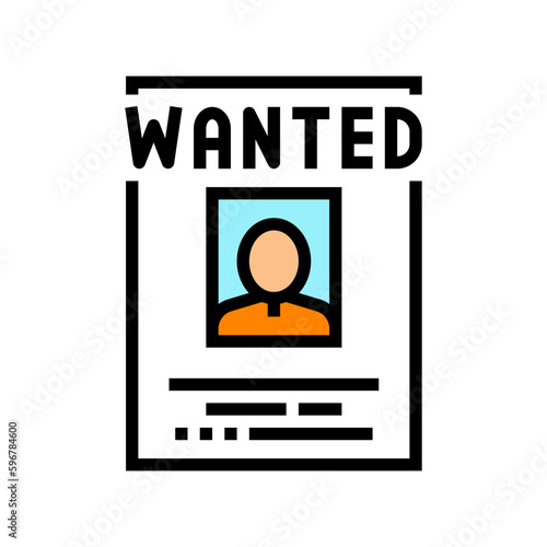 wanted poster crime color icon vector illustration