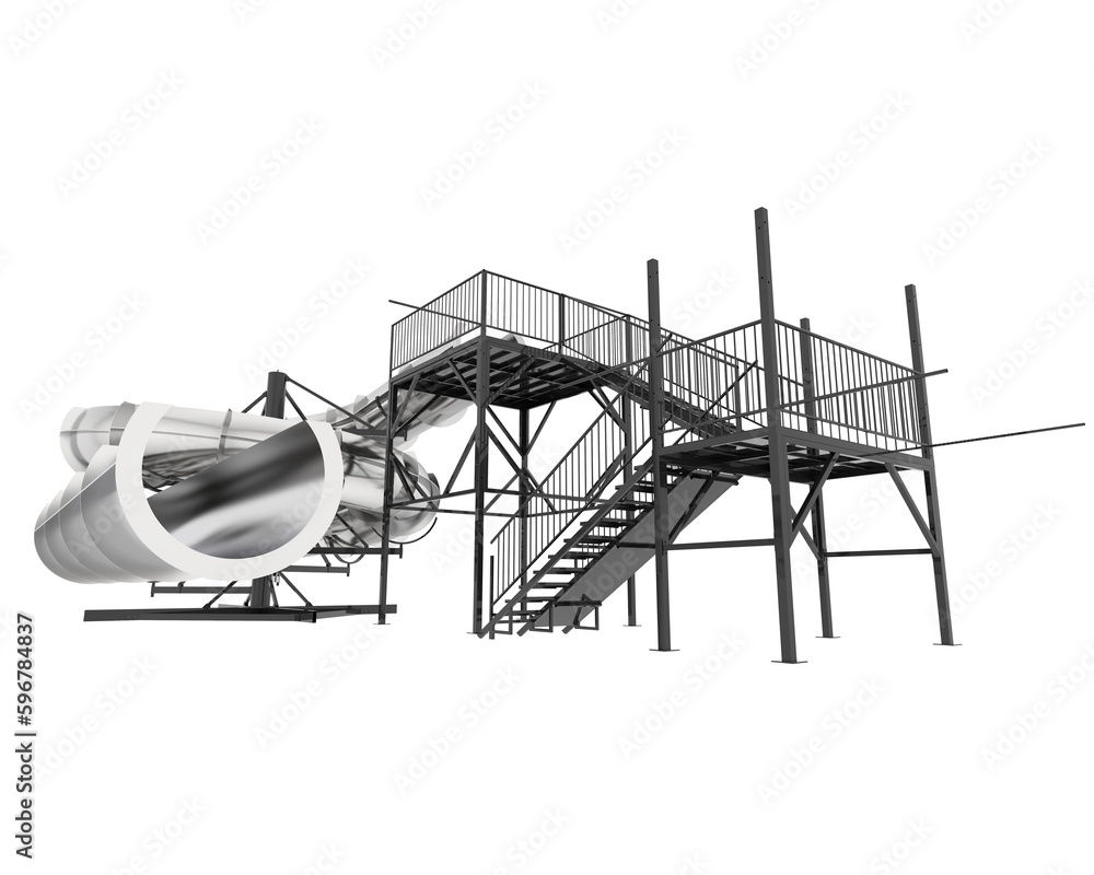Water park slide isolated on transparent background. 3d rendering - illustration Water park slide isolated on transparent background. 3d rendering - illustration