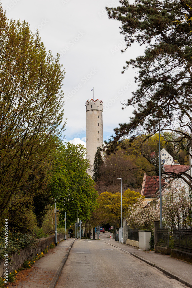 Obraz premium The Mehlsack, originally called White Tower near St. Michael is a fortified tower in Ravensburg built around 1425