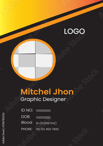    
Simple vector office ID card design template.
  Creative Corporate Business identity card for employees with three color variations. photo