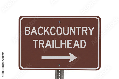 Backcountry trailhead sign isolated with cut out background.