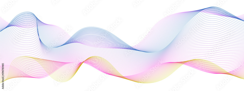 Abstract colorful glowing wave lines background. Blending gradient colors. Digital frequency track equalizer. Abstract frequency sound wave lines and technology curve lines background. 