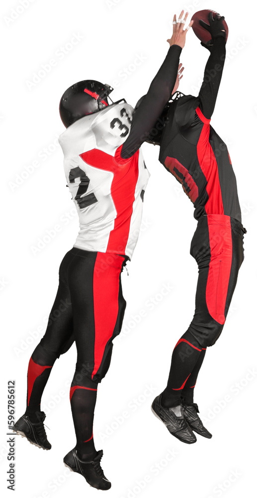 American Football Player Denied A Catch For Opposing Team - Isolated American Football Player Denied A Catch For Opposing Team - Isolated