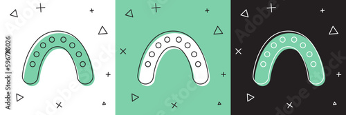 Set Mouth guard boxer icon isolated on white and green, black background. Vector