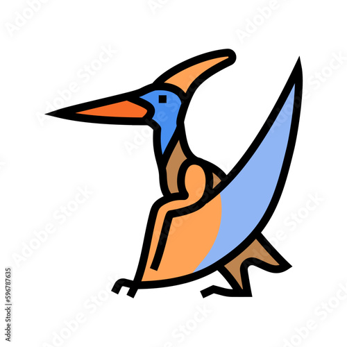 pteranodon dinosaur animal color icon vector illustration