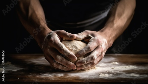 Tela Hands of Baker Kneading Dough for Bread Cake