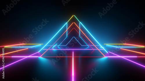 Abstract neon lights background with glowing lines.