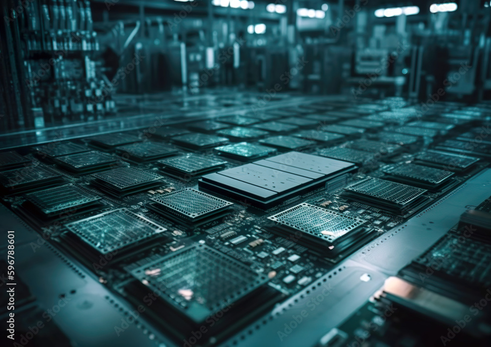 ภาพประกอบสต็อก Processing power network: illustration of a circuit ...