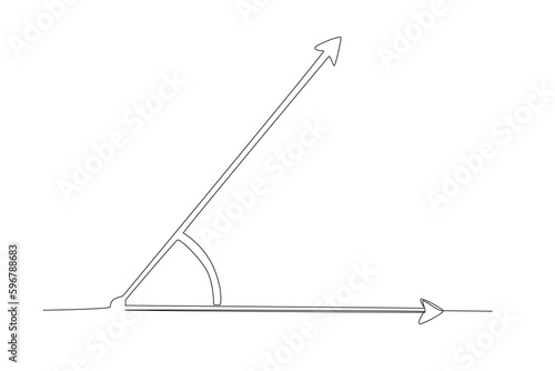 An acute angle of 45 degrees. Angles one-line drawing