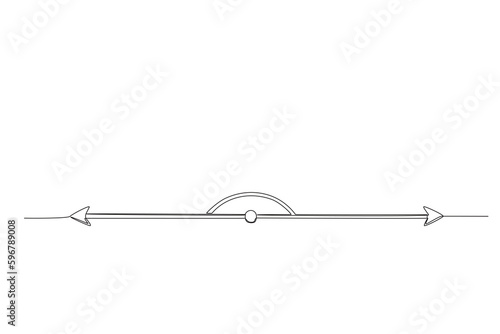 A straight angle 180-degree. Angles one-line drawing