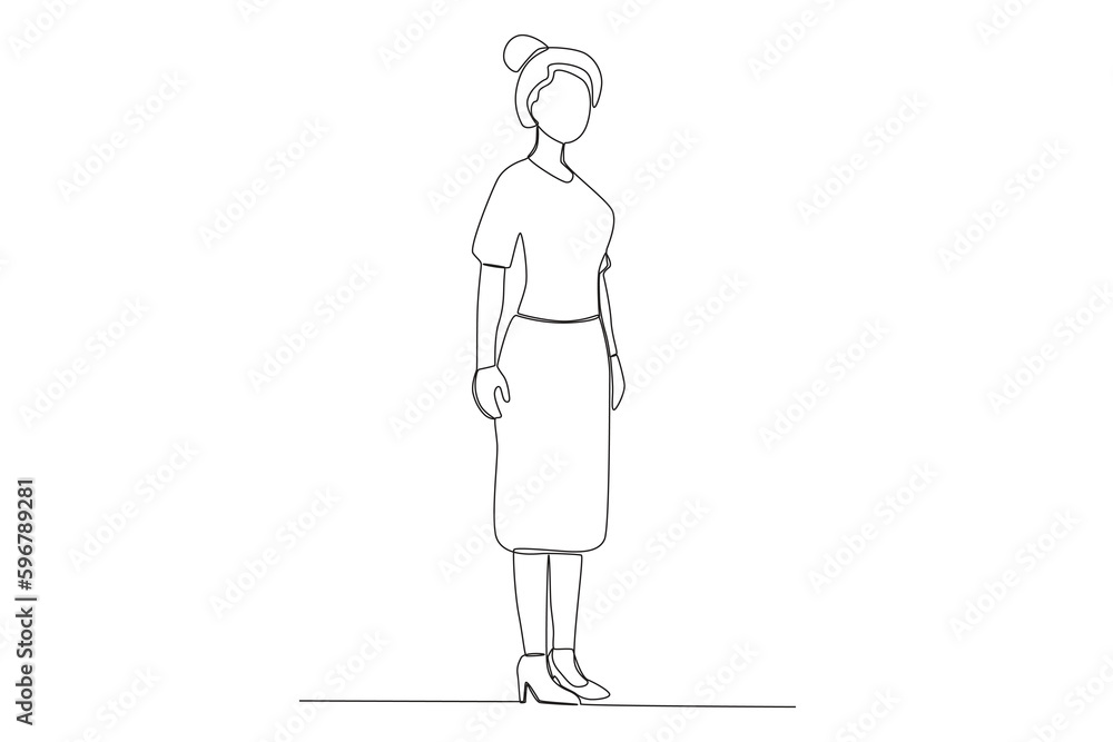 A woman forms an acute angle to the right. Angles one-line drawing A woman forms an acute angle to the right. Angles one-line drawing