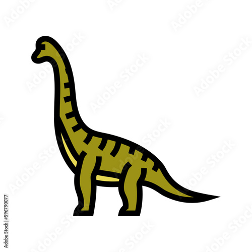brachiosaurus dinosaur animal color icon vector illustration © vectorwin