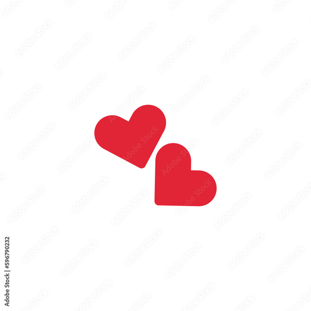 Two hearts icon, vector isolated love red smbol. Two hearts icon, vector isolated love red smbol.