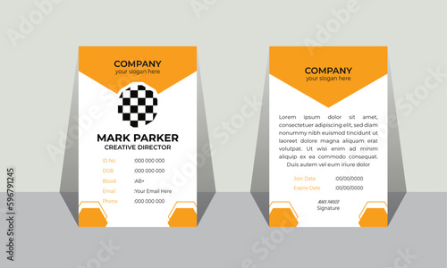 Creative id card design, modern design template , ID card template, Employee id card , ID card template design ,Modern and minimalist id card template , Professional Identity Card Template Vector for 