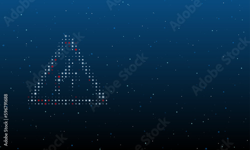 On the left is the wild animals road symbol filled with white dots. Background pattern from dots and circles of different shades. Vector illustration on blue background with stars