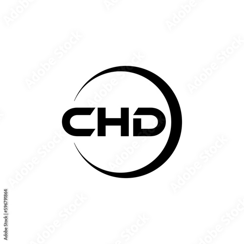 CHD letter logo design with white background in illustrator, cube logo, vector logo, modern alphabet font overlap style. calligraphy designs for logo, Poster, Invitation, etc.
