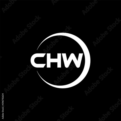 CHW letter logo design with black background in illustrator, cube logo, vector logo, modern alphabet font overlap style. calligraphy designs for logo, Poster, Invitation, etc.