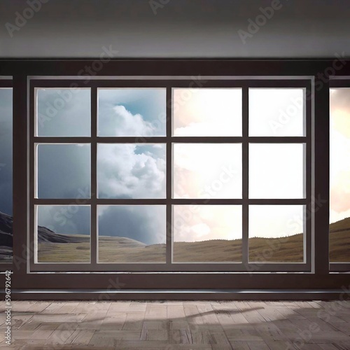large window  dramatic landscape