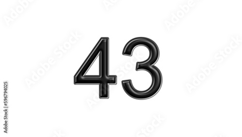 43 black lettering white background year number