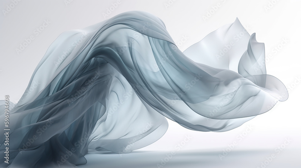 Fototapeta premium Blue grey silk background, flowy delicate silk