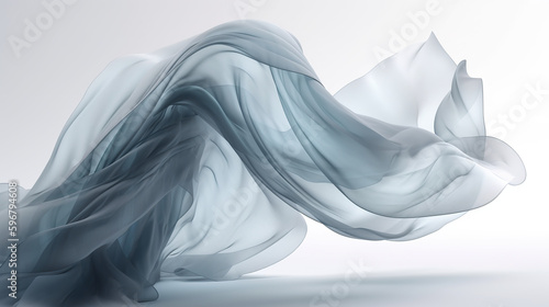 Blue grey silk background, flowy delicate silk
