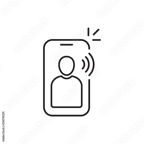 black thin line phone like influencer. stroke trend modern simple linear viral post logotype graphic art design illustration isolated on white. concept of web business network and audiobook sign