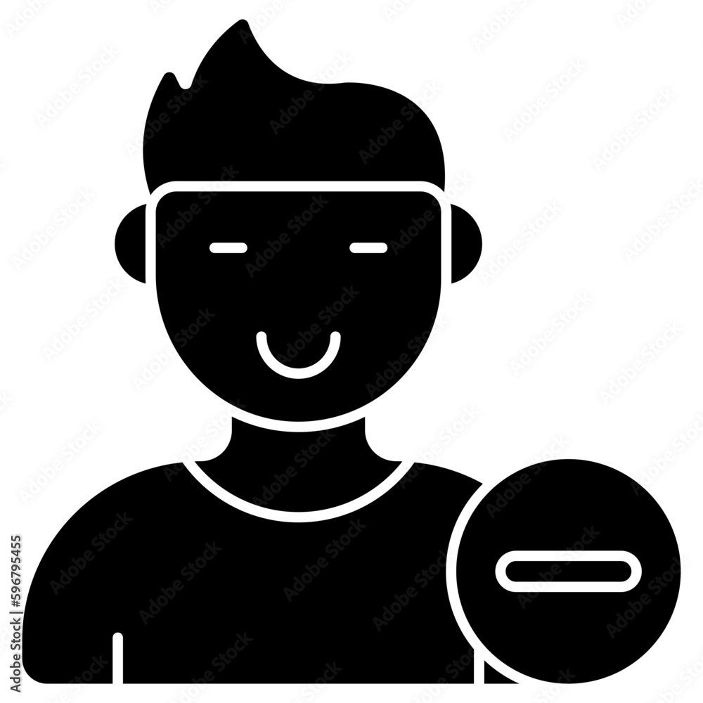 Conceptual flat design icon of remove profile Conceptual flat design icon of remove profile