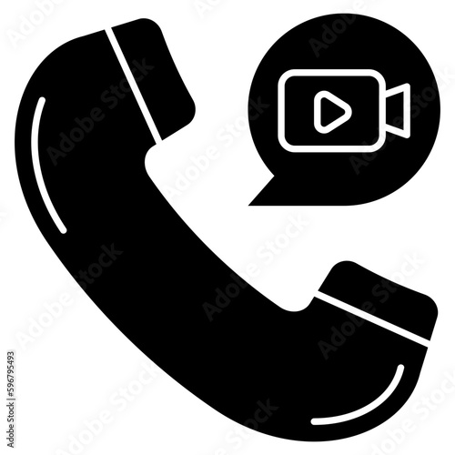 A flat design icon of video call
