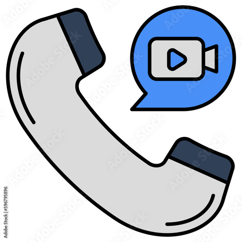A flat design icon of video call