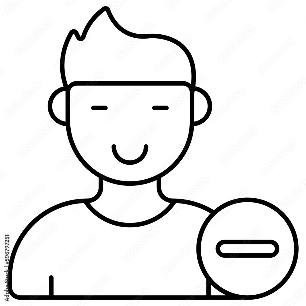 Conceptual flat design icon of remove profile Conceptual flat design icon of remove profile
