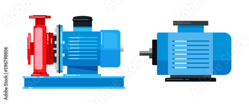 illustration of a horizontal pump and an electric motor