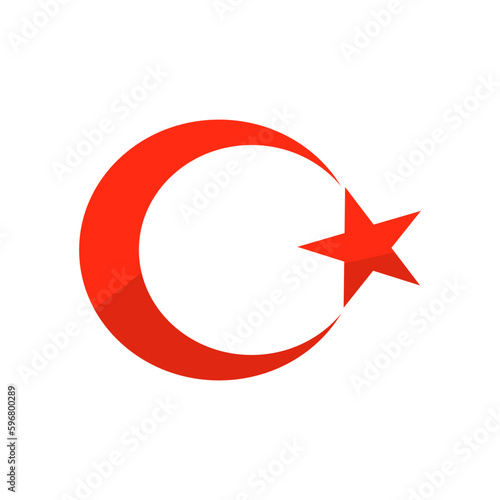 Turkish flag moon and star icon. Vector. photo