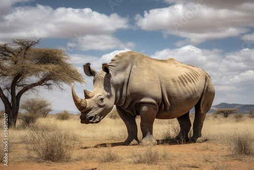 AI Generative - Save the Giants: Protect the Endangered White Rhinoceros