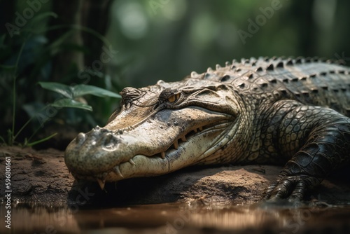 AI Generative - Discover the Majestic Siamese Crocodile in Southeast Asia © mfathur19