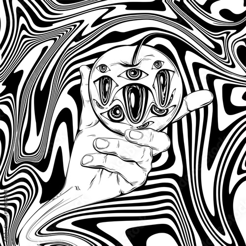 Vector hand drawn surreal trendy illustration.