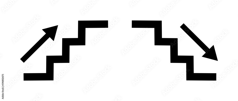 Upstairs and downstairs icons set. Vector. Upstairs and downstairs icons set. Vector.