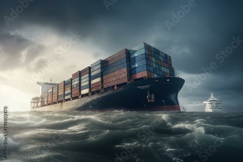 Insurance for ocean freight, container loss in shipping. Generative AI