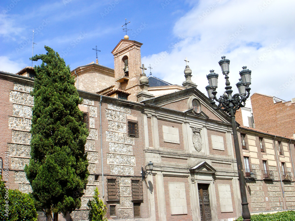 Beautiful view of the monastery on a summer day. Close-up. Madrid. Spain.