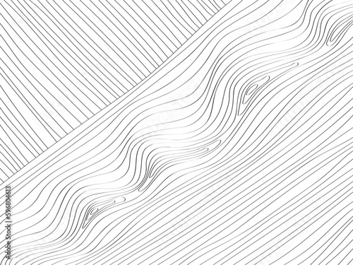 Black wavy and straight rough lines pattern background, vector