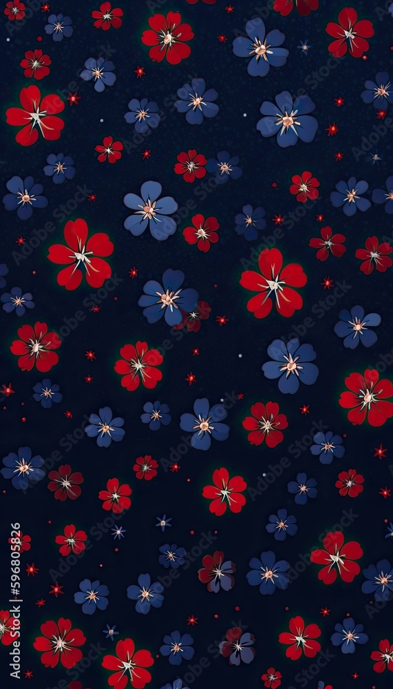 Red And Blue Flower pattern, Generative ai Red And Blue Flower pattern, Generative ai