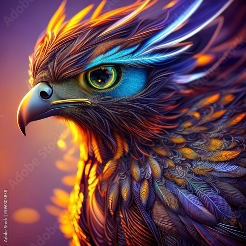 Fierce and Beautiful The Fantasy Head of a Falcon Created with Generative AI Technology