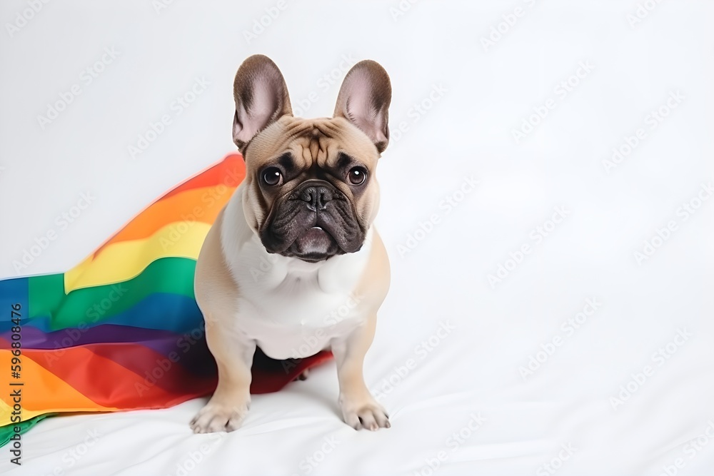 Background of gay community dogs, LGBT. Wallpaper illustration. Front view with copy space for text information or content. Concept of LGBT pride. Generative AI.