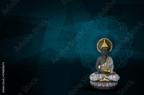 Canvas Print Buddha Purnima, Buddha statue meditation, floral background