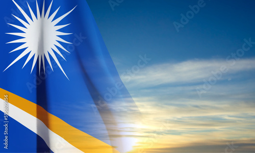 Marshall Islands flag against the sunset. EPS10 vector
