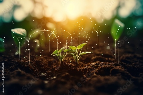 Harmony of Nature and Technology: Sustainable Seed Planting and Digital Technology Fusion in UHD Image Style in 8K created with generative AI technology