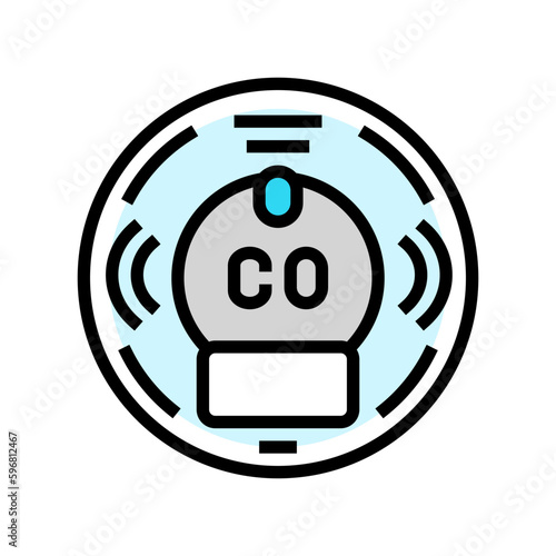 smart carbon monoxide detector home color icon vector illustration