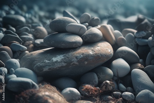 Pile of stones, focused concept. Generative AI