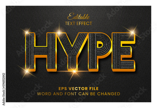 glittery black and gold hype vector text effect